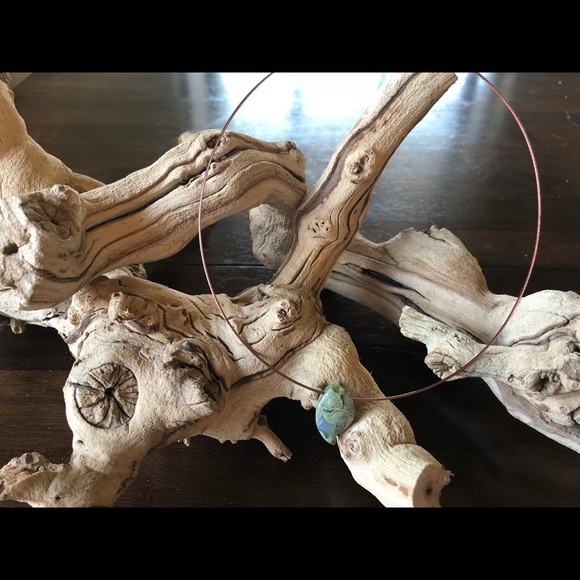 Boho Agate and Copper Memory Wire Necklace - Picture 2 of 6